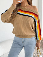 Striped Knit Boat Neck Sweater (9)