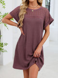 Lace Round Neck Short Sleeve T-shirt Dress
