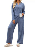 Ribbed Knit Top Wide-leg Pants Set