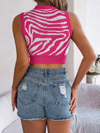 Cutout Animal Print Round Neck Tank (9)