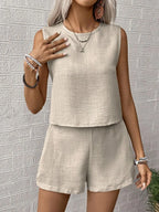 Round Neck Sleeveless Top Shorts Set (3)
