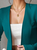 One Button Long Sleeve Blazer (30)