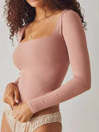 Square Neck Fitted Long Sleeve T-shirt (18)