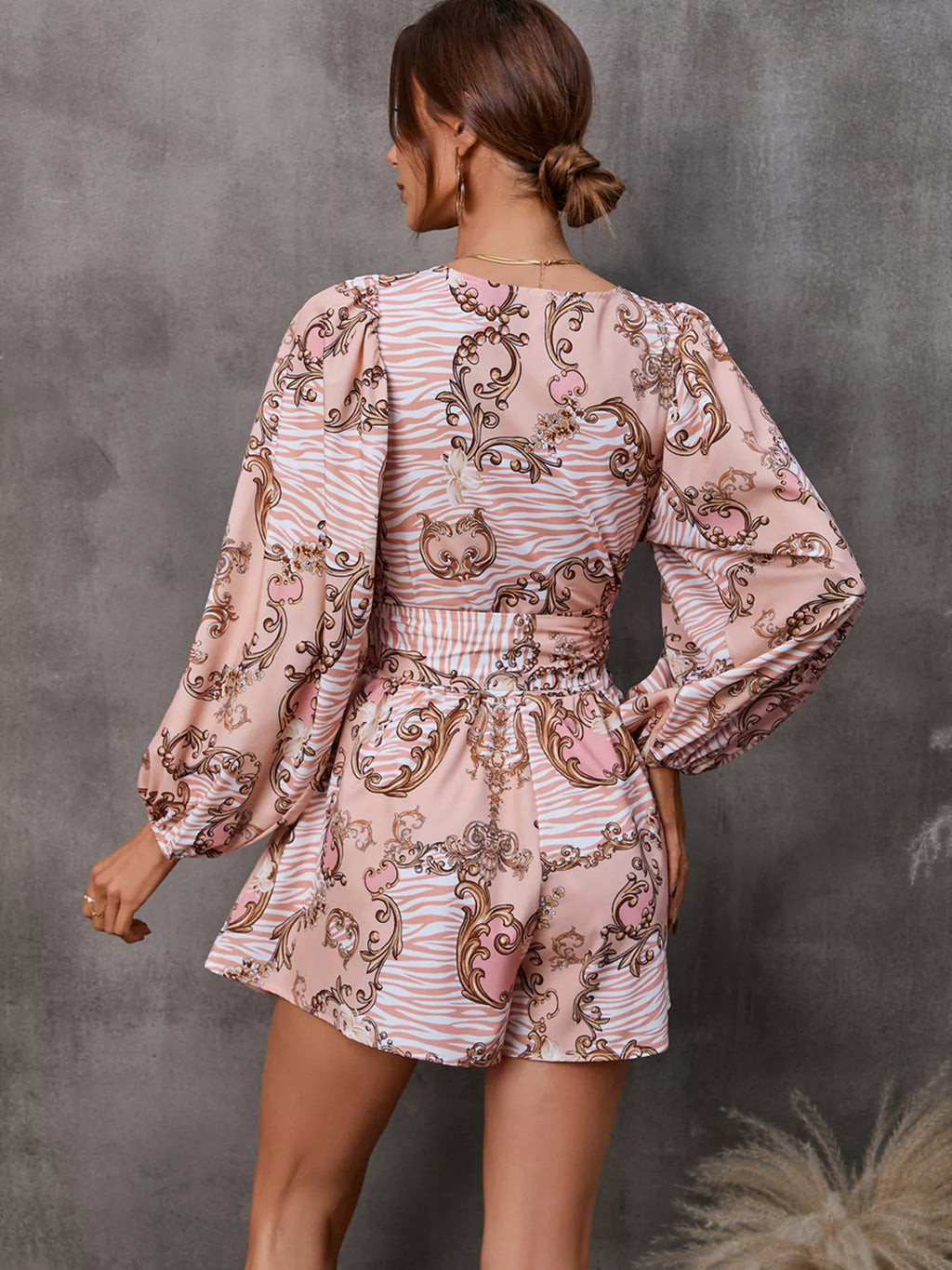 Cutout Front Printed Long Sleeve Romper (21)