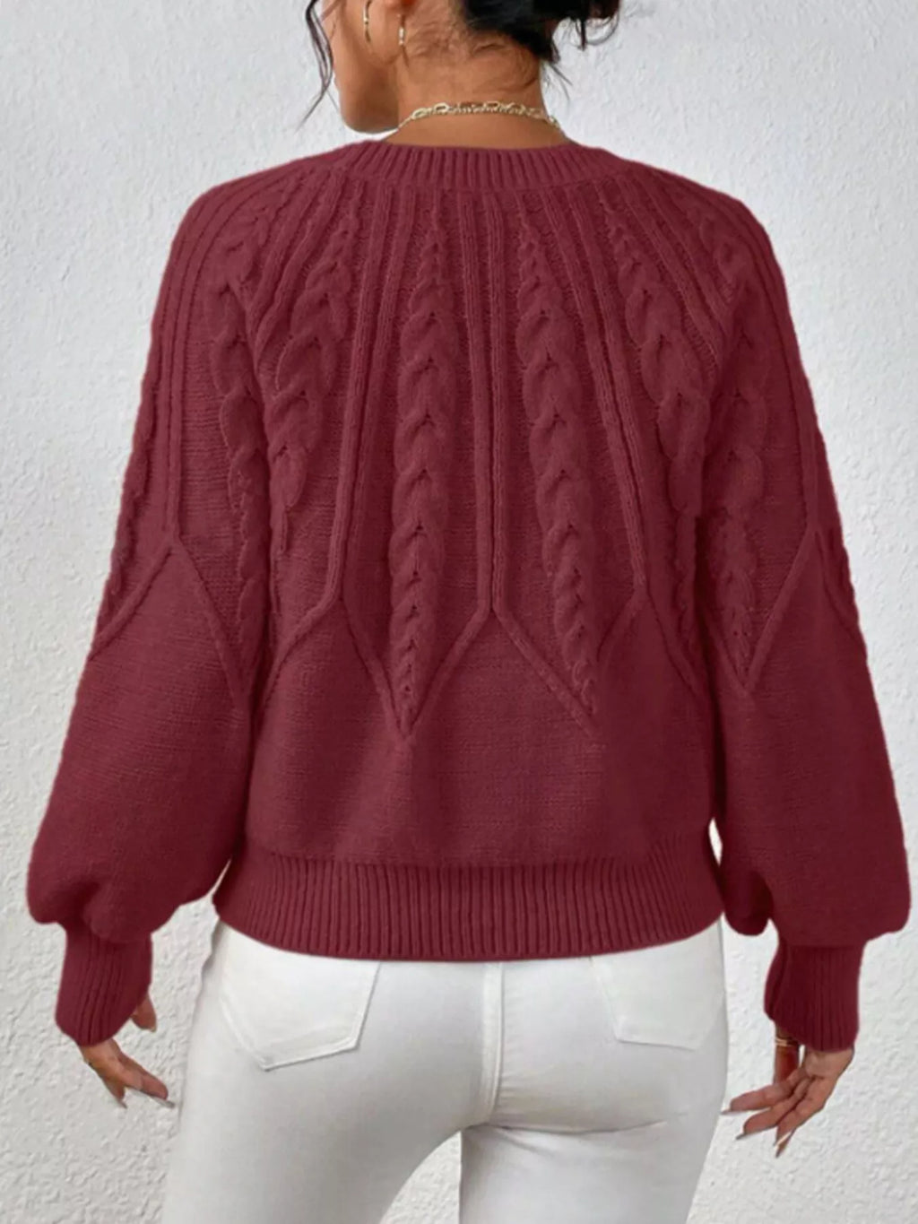 Cable Knit Long Sleeve Sweater (24)