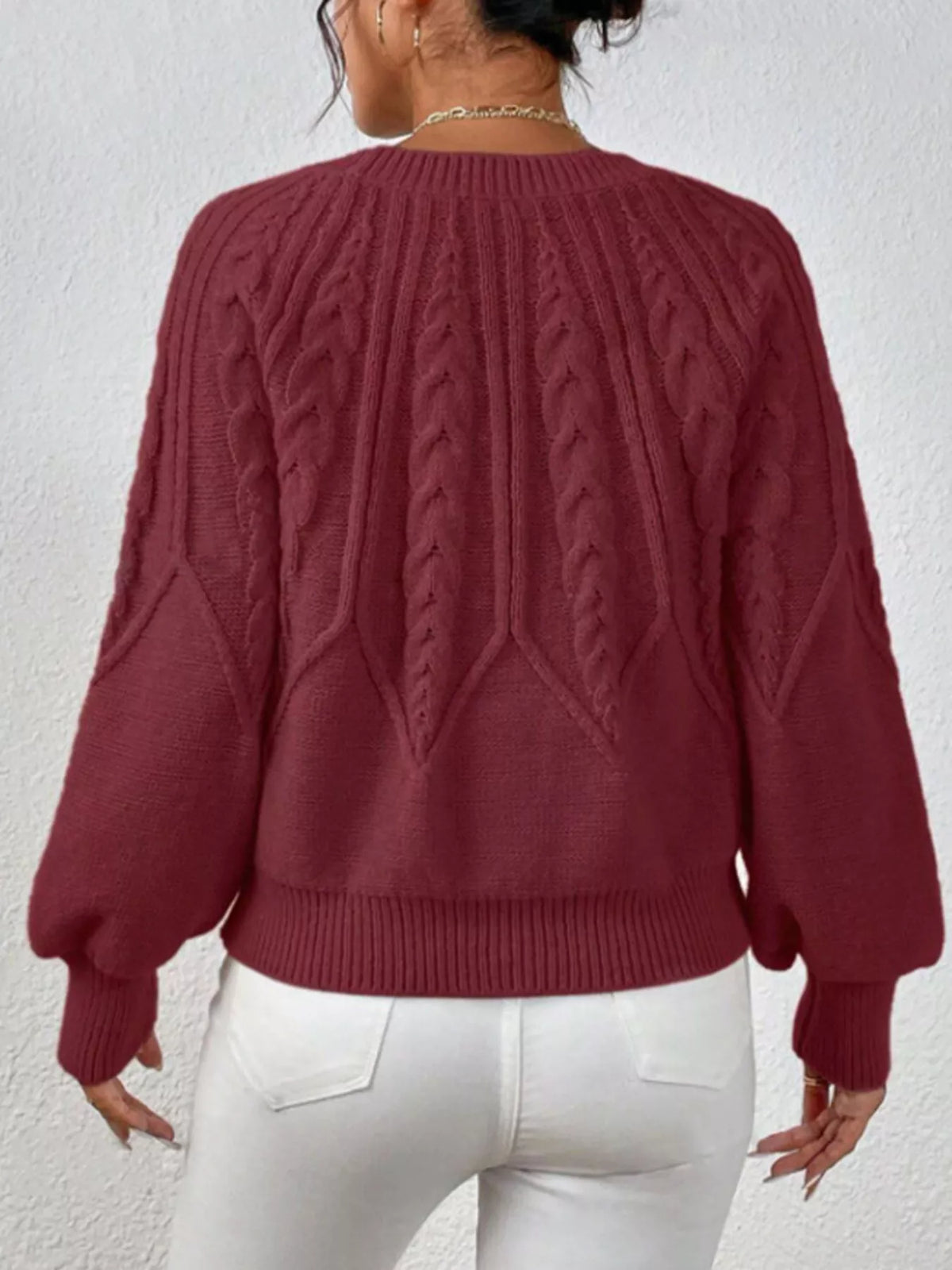 Cable Knit Long Sleeve Sweater (24)