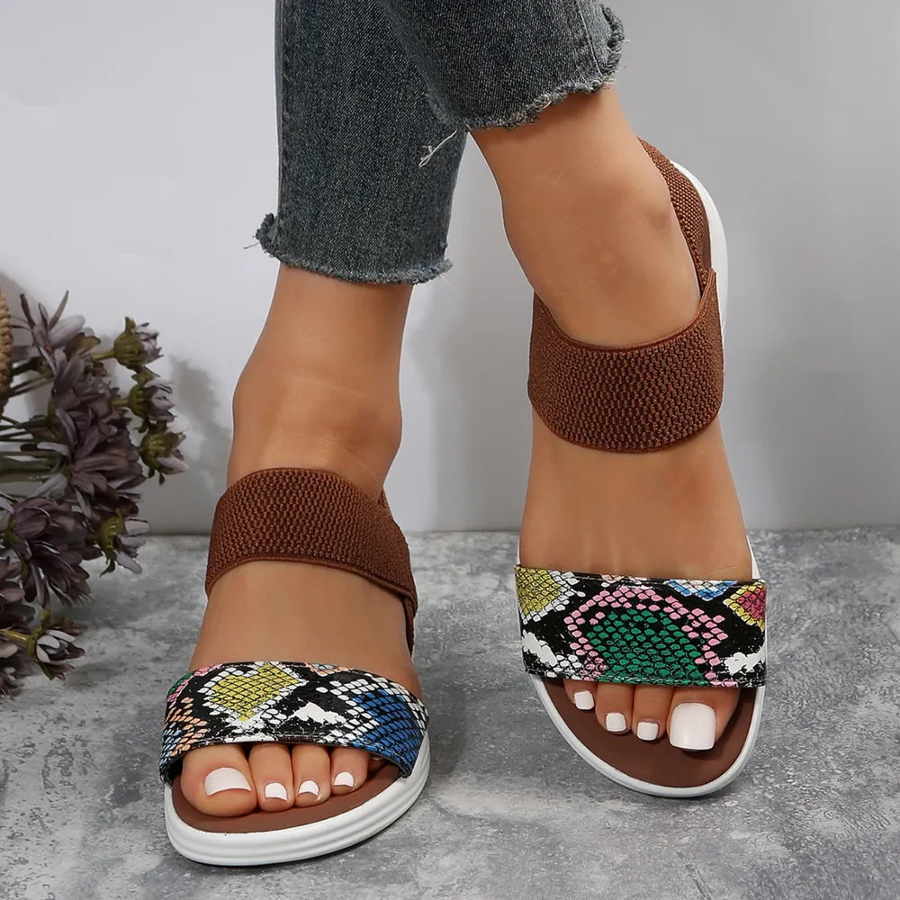 Pu Leather Open Toe Low Heel Sandals (4)