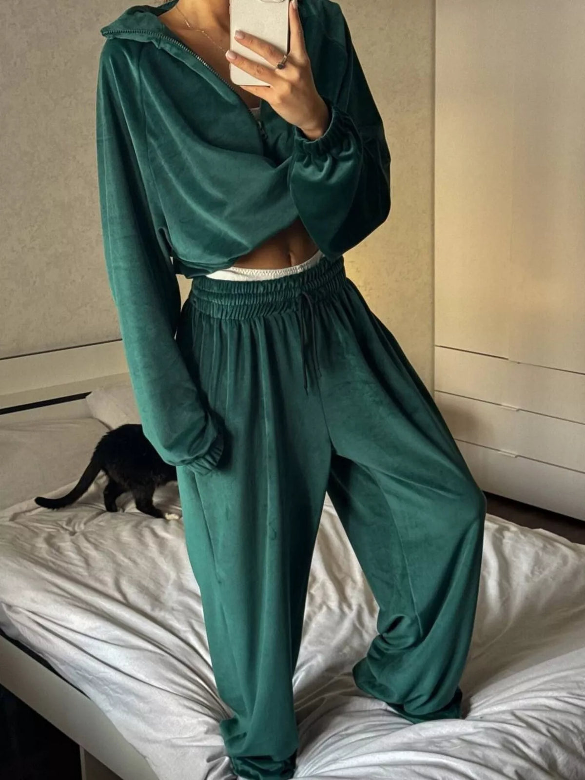 Zip Up Long Sleeve Outerwear Pants Set (9)
