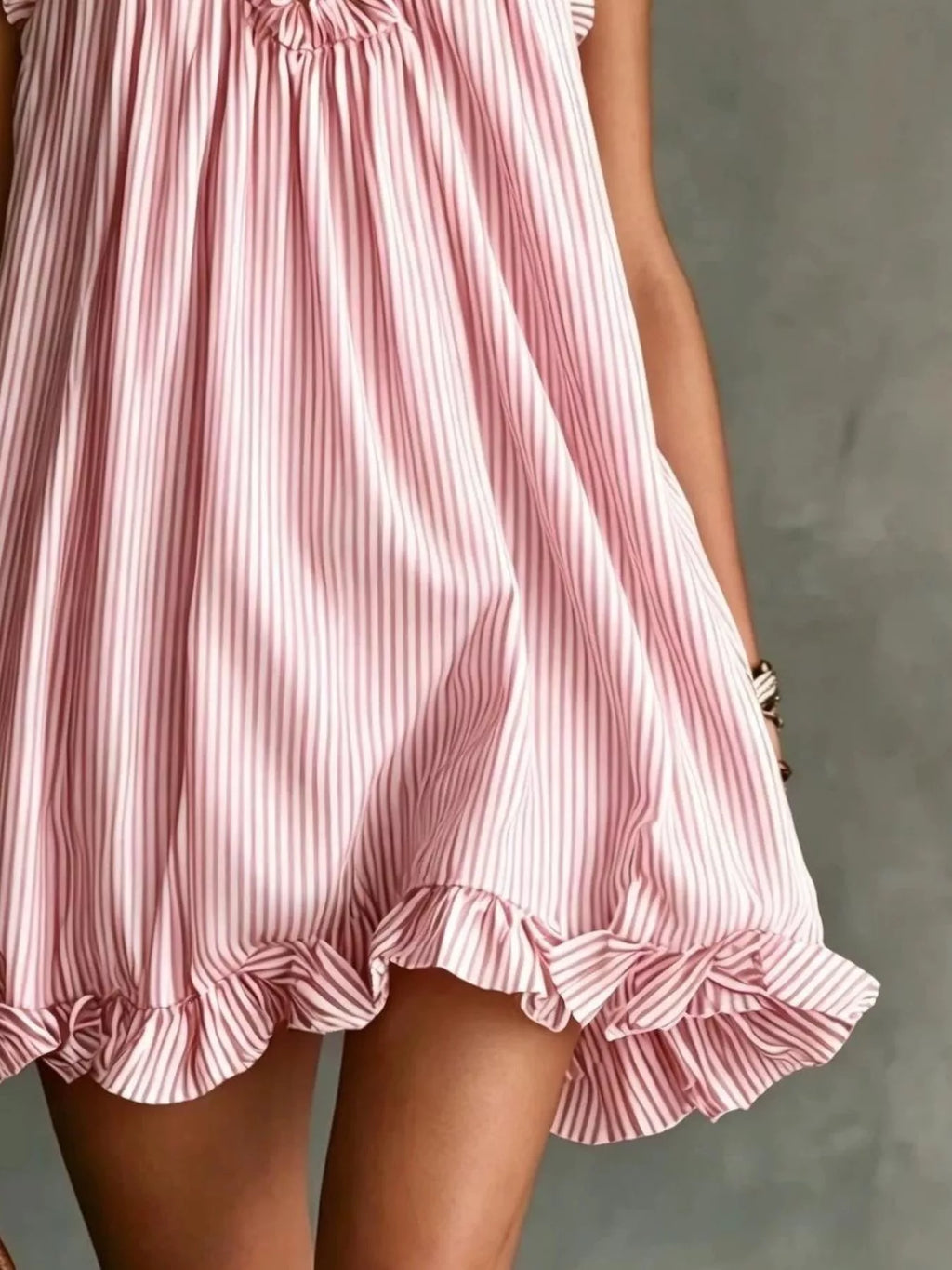 Full Size Ruffled Trim Halter Neck Mini Dress Plus (6)