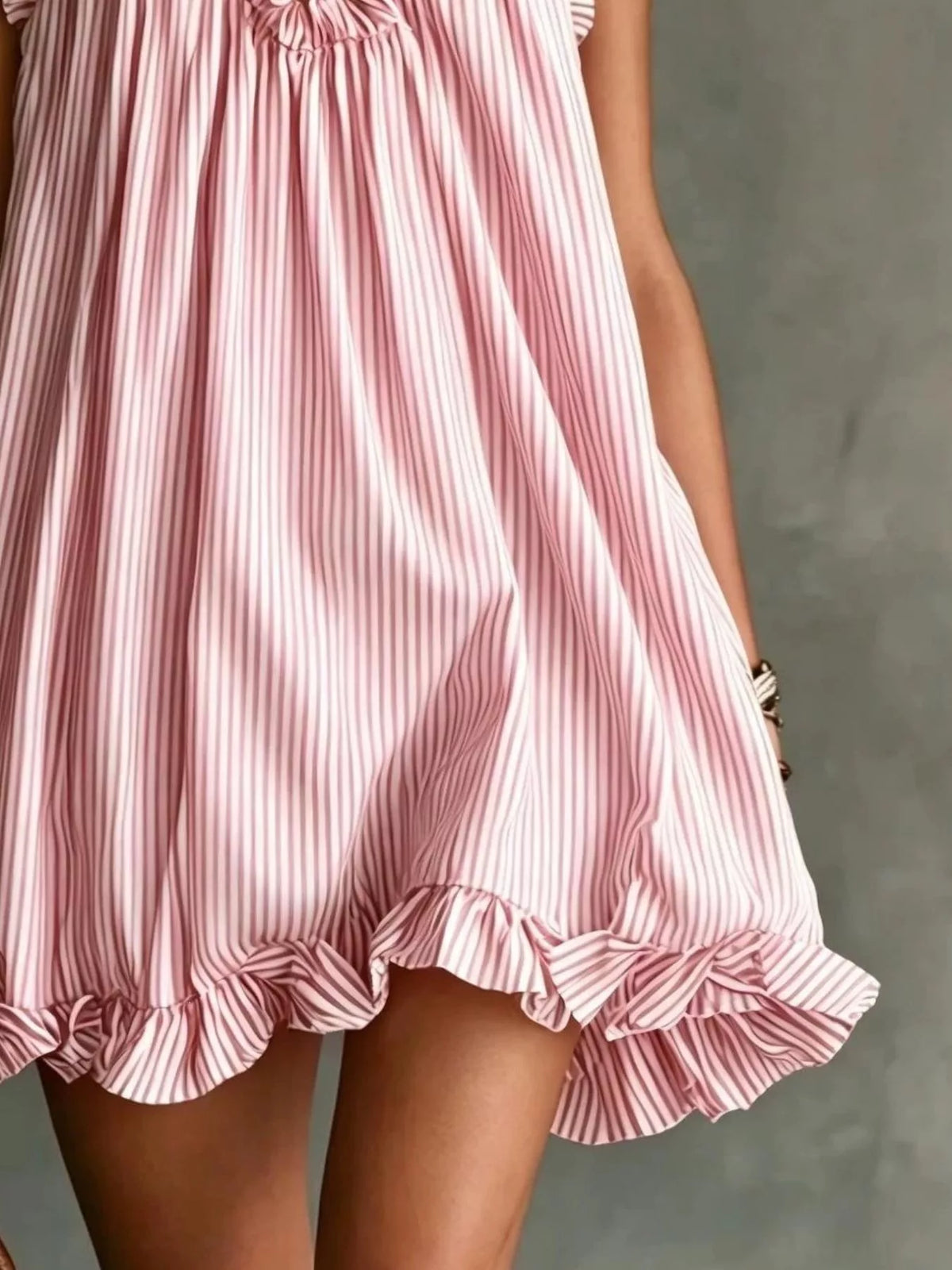 Full Size Ruffled Trim Halter Neck Mini Dress Plus (6)