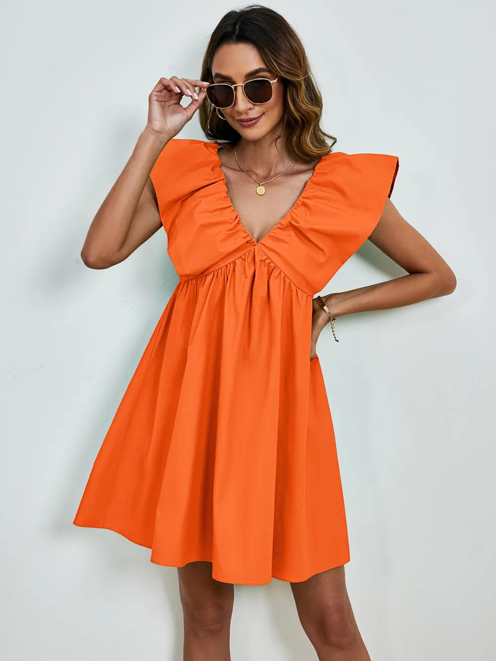 V-neck Cap Sleeve Mini Dress (8)
