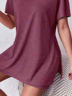 Casual Round Neck T-shirt Shorts Set (20)