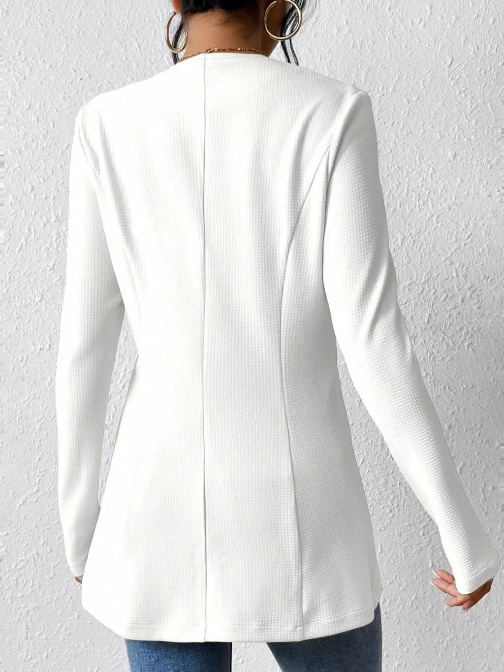 One Button Long Sleeve Blazer (4)