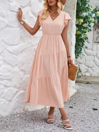 V-neck Ruffle Sleeve Dress (13)