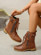 Pu Leather Lace-up Boots (6)