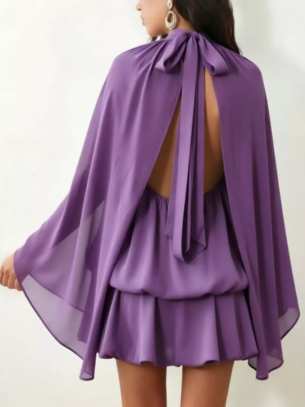 Tie Back Flare Sleeve Mini Dress (6)