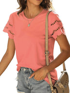 Round Neck Short Sleeve Casual T-shirt (14)