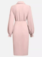 Ruched Midi Shirt Dress Side Slit (13)
