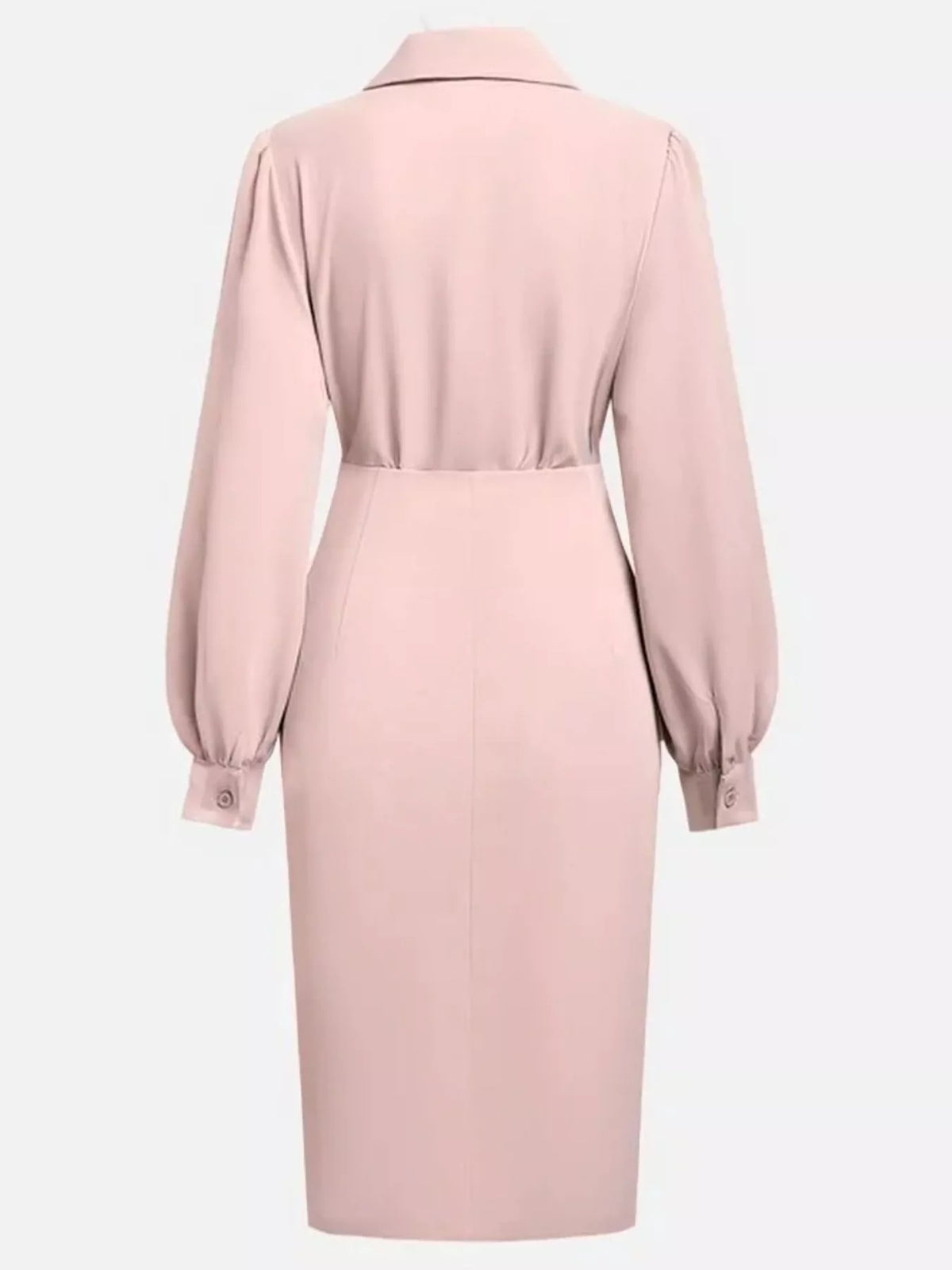 Ruched Midi Shirt Dress Side Slit (13)