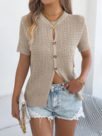 Button Up Short Sleeve Knit Cardigan (14)
