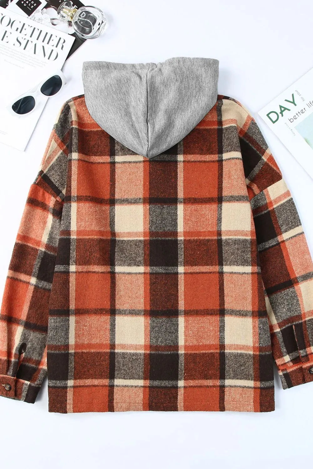 Plaid Button Up Hooded Shacket (10)