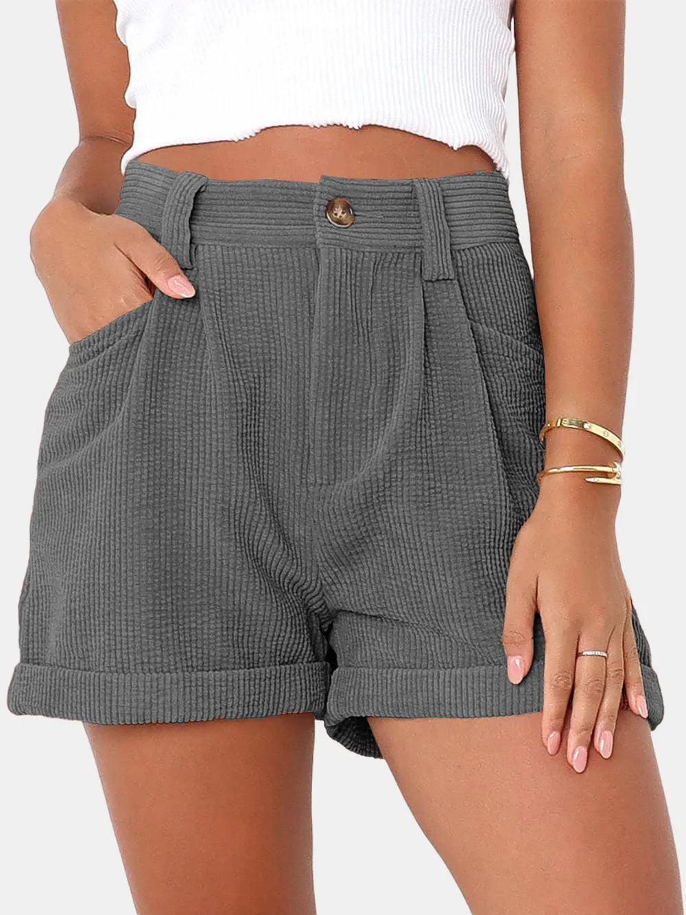 Full Size High Waist Shorts Pockets