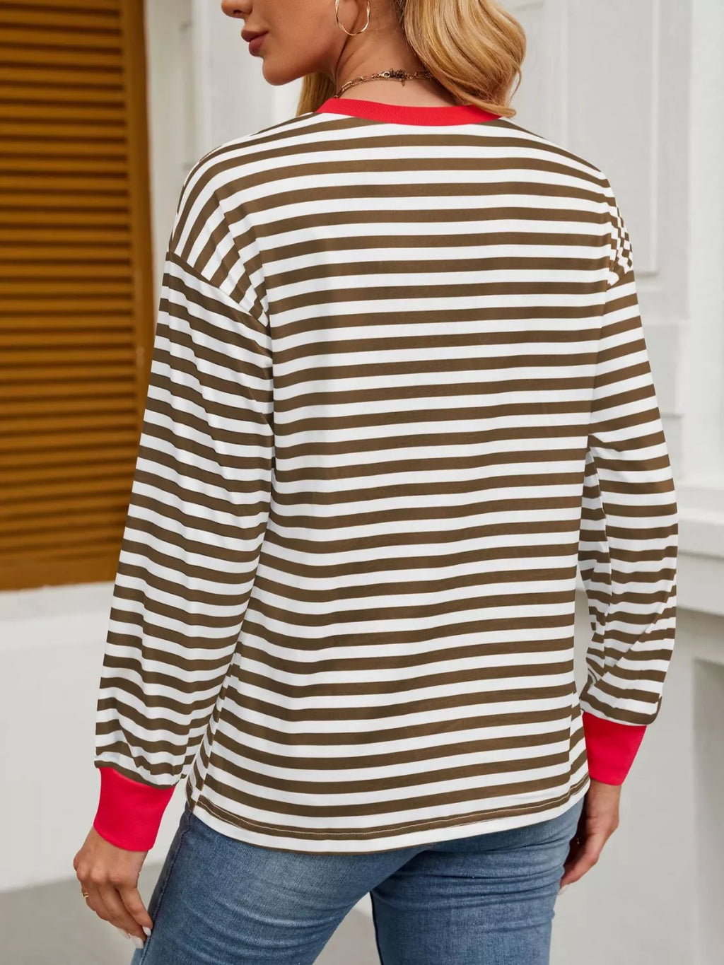 Striped Long Sleeve Casual T-shirt (24)