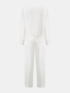 Waffle-knit Round Neck Top Pants Set (8)