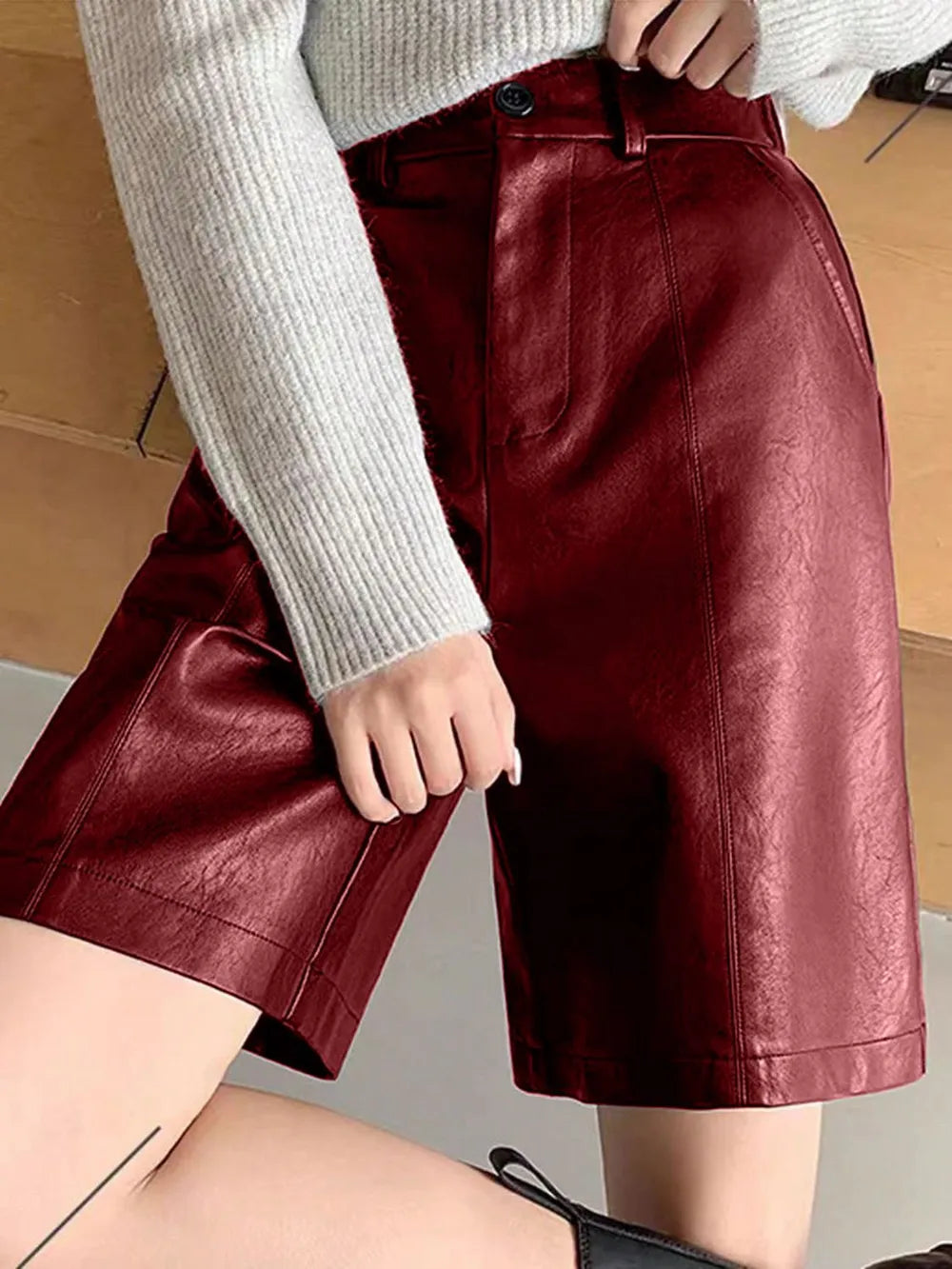 Pu Leather High Rise Shorts (9)