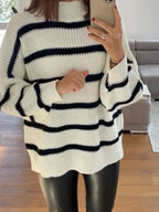 Striped Turtleneck Long Sleeve Sweater (11)