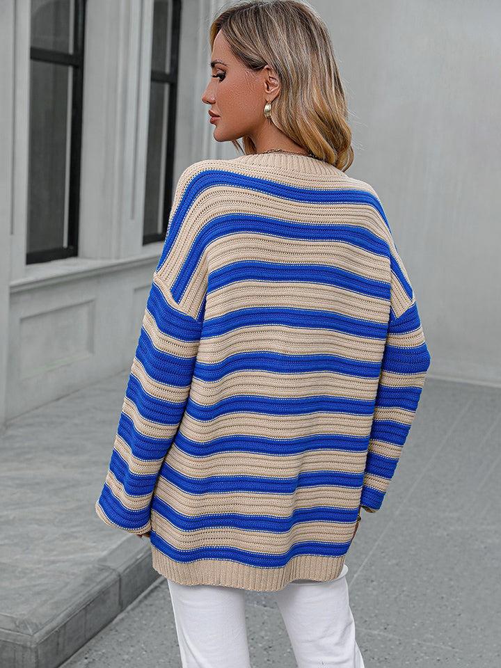 Striped Dropped Shoulder Sweater (9)
