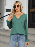 Notched Long Sleeve T-shirt