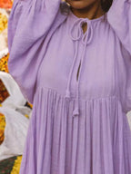 Tie Neck 3/4 Sleeve Midi Dress (23)
