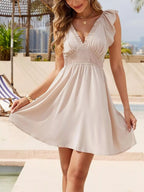 V-neck Smocked Waist Mini Dress (5)
