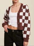 Checkerboard Pattern Button-down Cardigan (8)