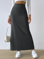 High Waist Ribbed Knit Maxi Skirt (13)