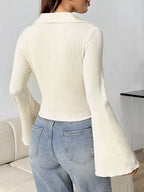 Button Up Flare Sleeve Shirt (6)