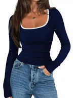 Contrast Trim Long Sleeve Top (21)