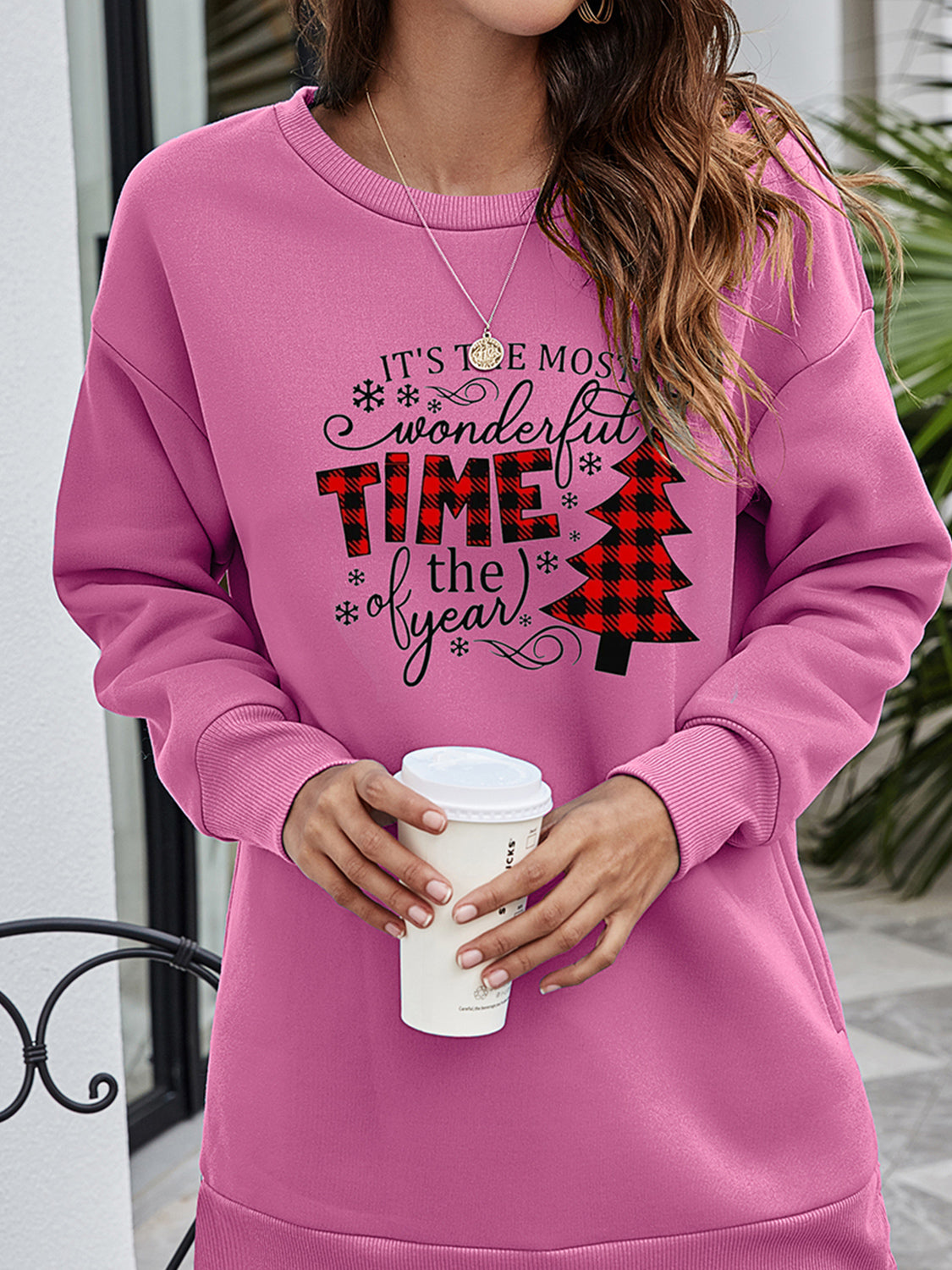 Christmas Tree Graphic Drop Shoulder Sweatshirt (9)