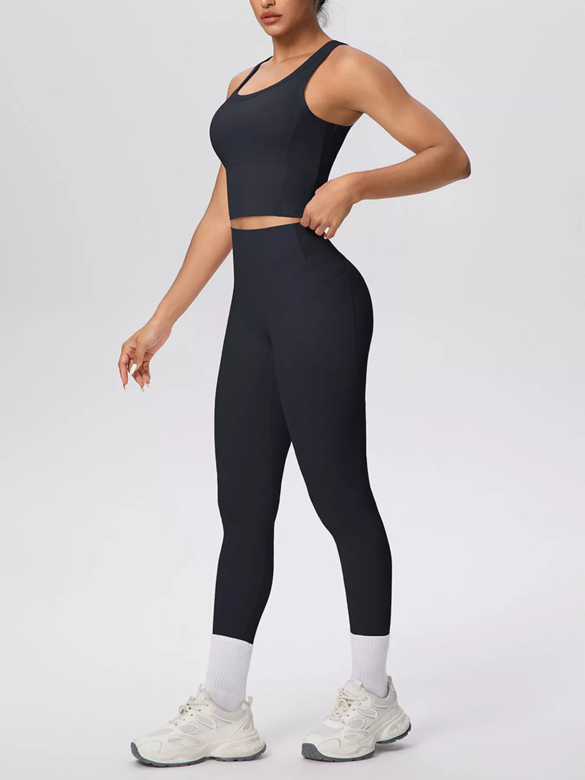 Scoop Neck Tank High-waisted Leggings Active Set (7)