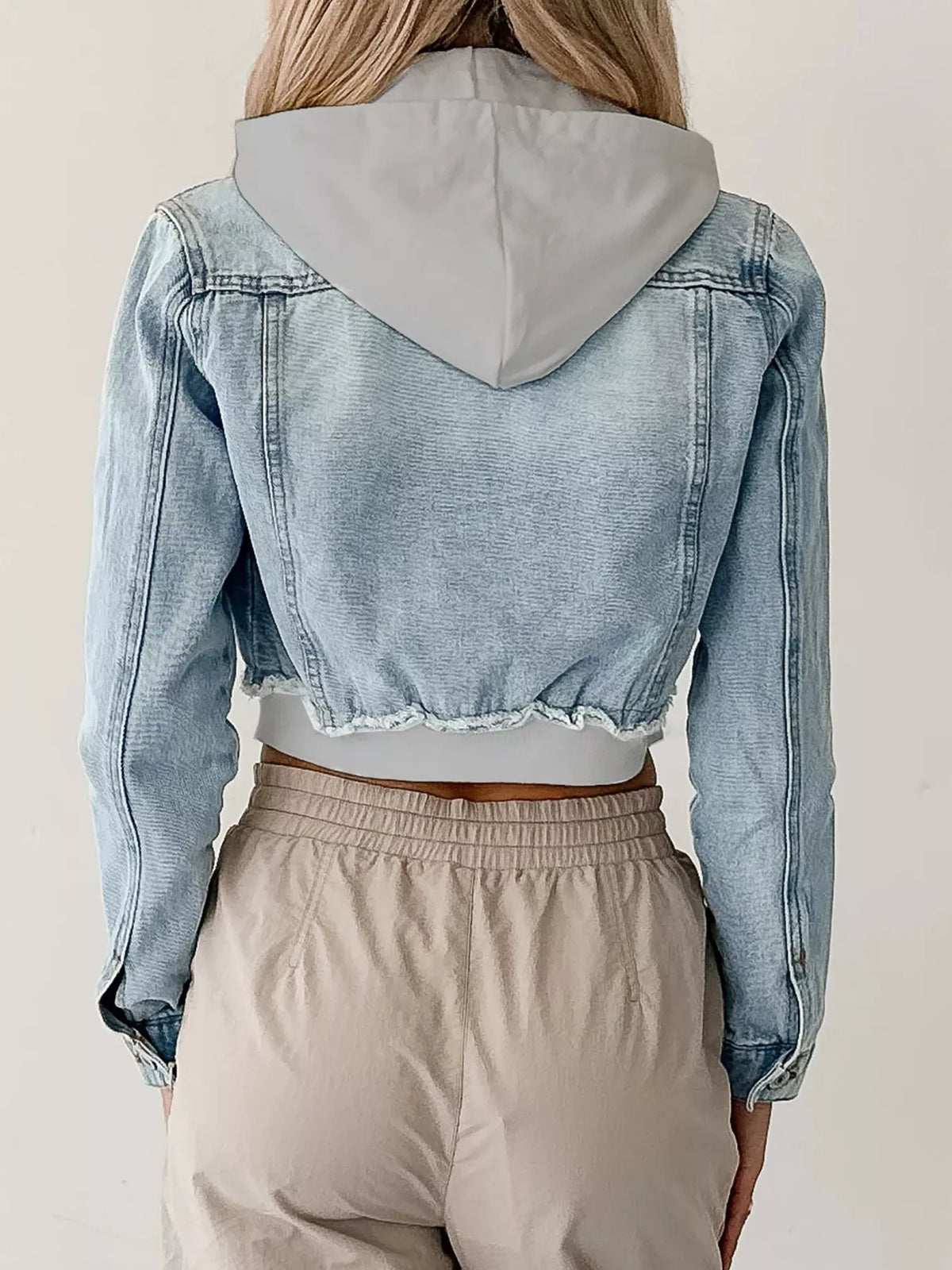 Distressed Zip Up Cropped Hooded Denim Jacket (8)