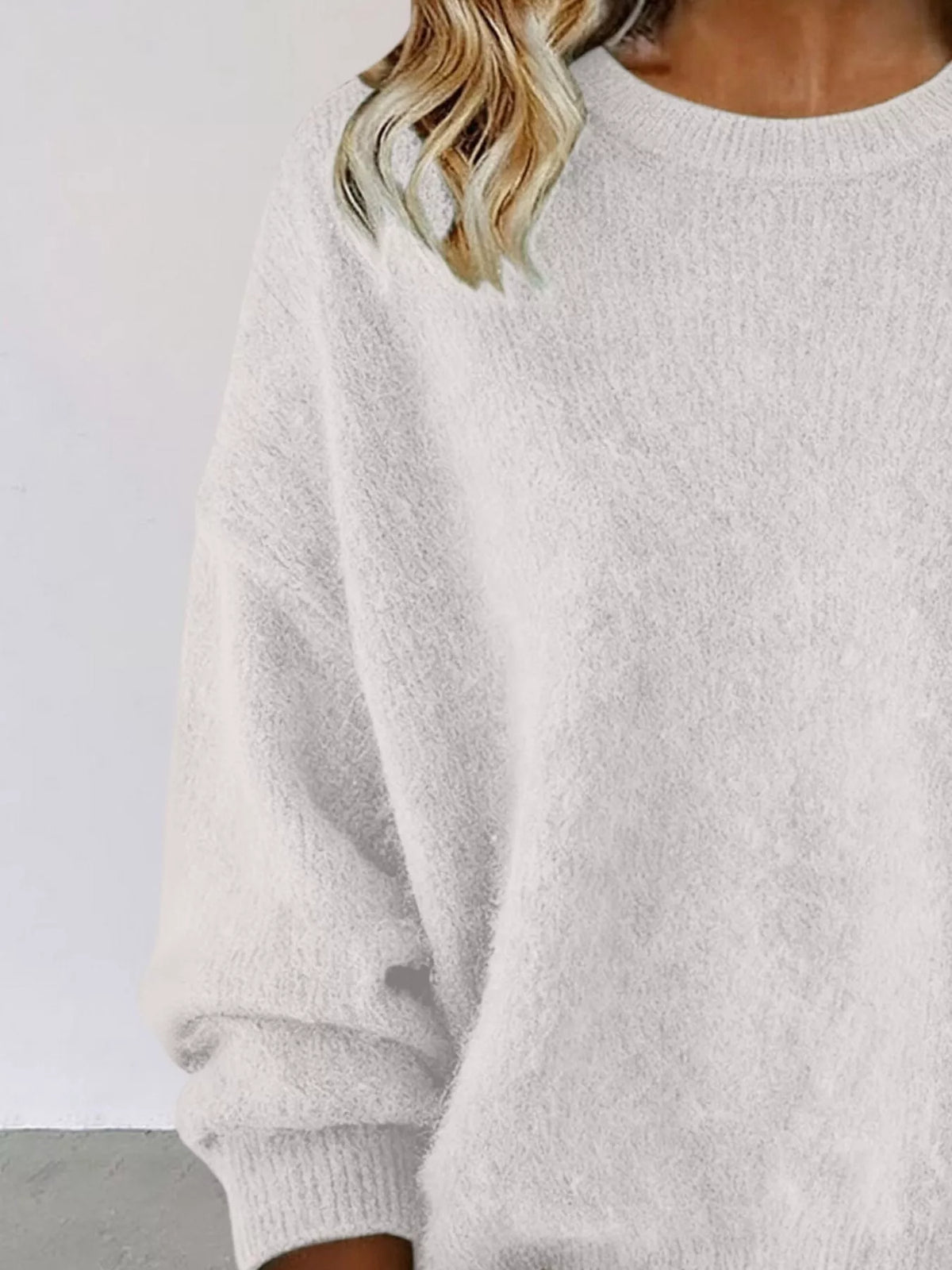 Full Size Round Neck Dropped Shoulder Sweater Plus (6)