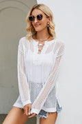 Lace-up Slit Knit Top