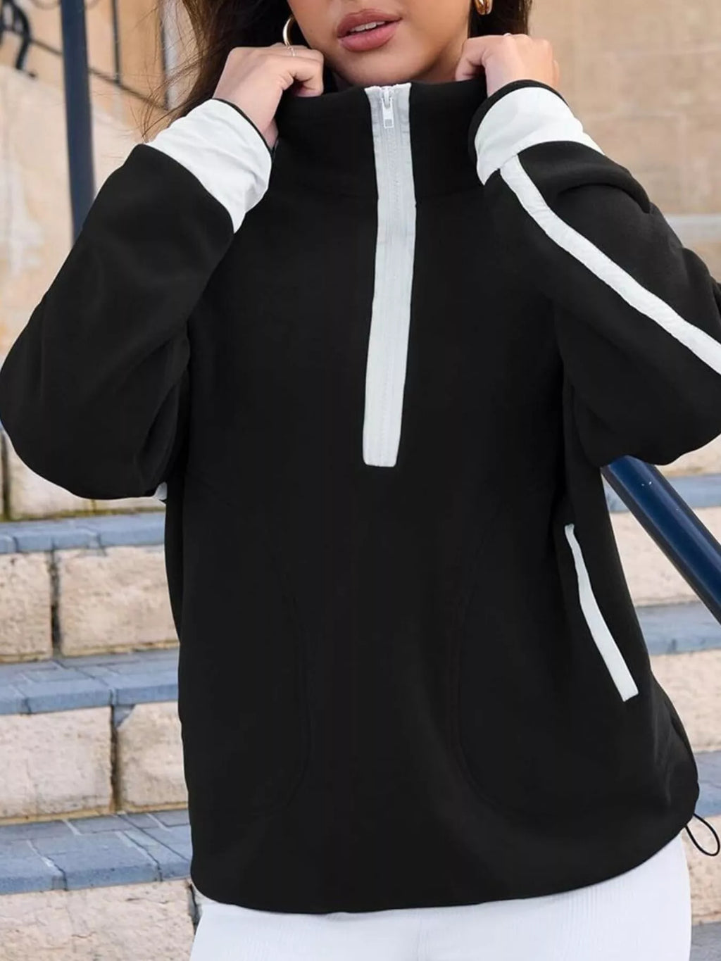Half Zip Dropped Shoulder Sweatshirt (8)