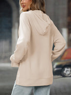 Textured Drawstring Long Sleeve Hoodie (9)