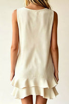 Full Size Sleeveless V-neck Ruffle Hem Mini Dress Plus (2)