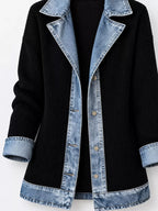 Full Size Denim Trim Ribbed Knit Cardigan Plus (5)