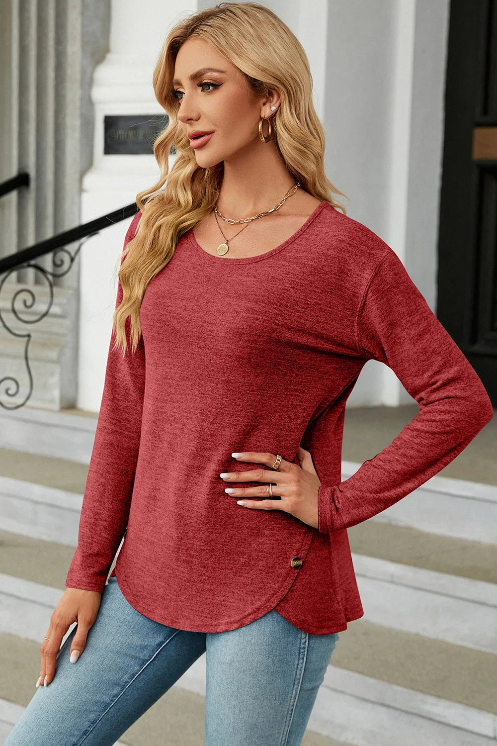 Round Neck Long Sleeve T-shirt (10)