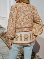 Floral Print Tie Neck Bohemian Blouse (15)