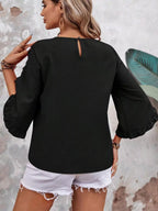 Ruffle Sleeve Solid Color Blouse (10)